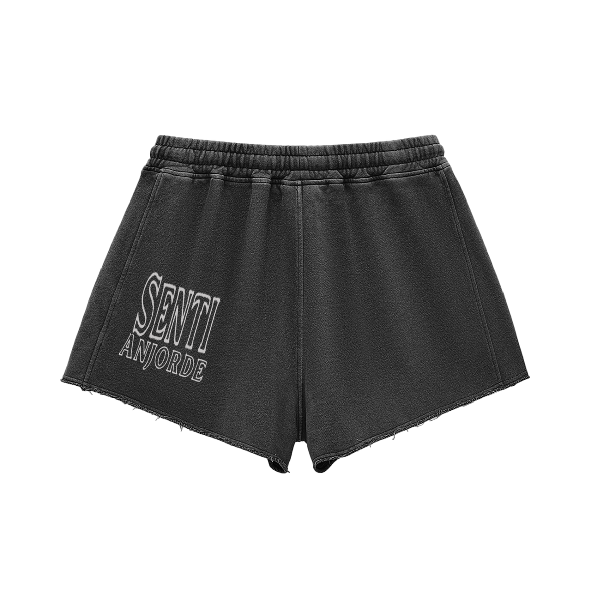 Senti Anjordé Snow Washed Raw Edge Drawstring Shorts