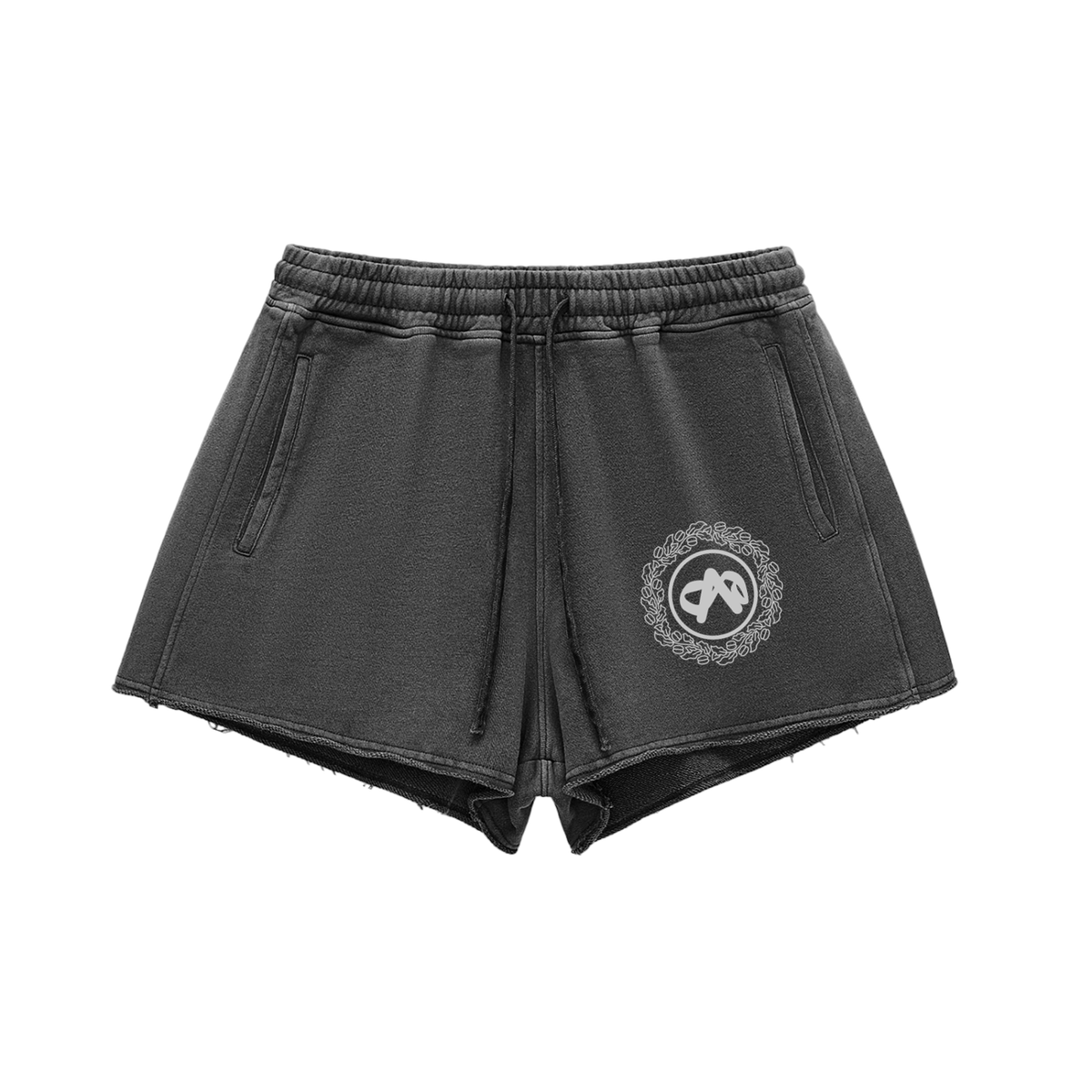 Senti Anjordé Snow Washed Raw Edge Drawstring Shorts