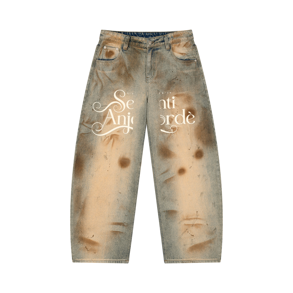 Senti Anjordé Men’s Vintage Wash Barrel Leg Jeans