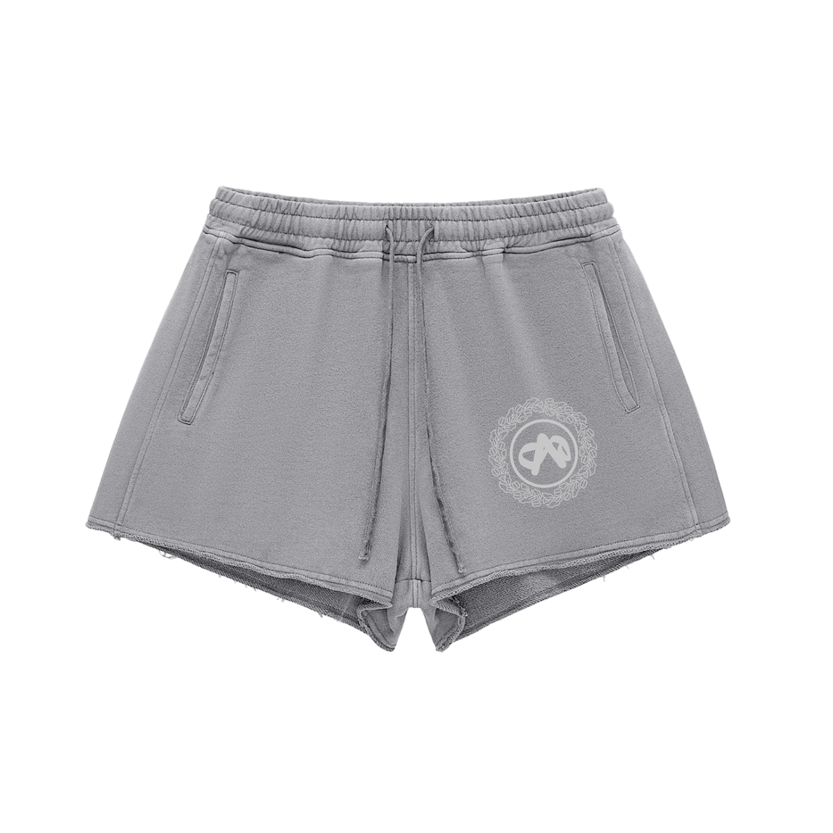 Senti Anjordé Snow Washed Raw Edge Drawstring Shorts
